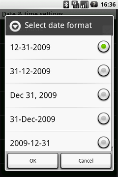 select date format