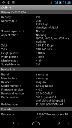 Main display of GALAXY-NEXUS